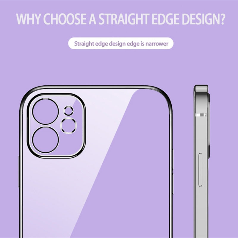 Classic Square Plate Frame Protection Soft Phone Case For iPhone 12 11 Pro XS Max X XR 6 6S 7 8 Plus SE Ultra Thin Clear Cover The Clothing Company Sydney