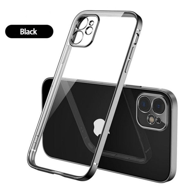 Classic Square Plate Frame Protection Soft Phone Case For iPhone 12 11 Pro XS Max X XR 6 6S 7 8 Plus SE Ultra Thin Clear Cover The Clothing Company Sydney