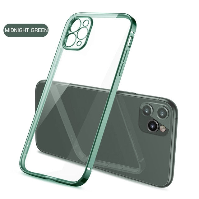 Classic Square Plate Frame Protection Soft Phone Case For iPhone 12 11 Pro XS Max X XR 6 6S 7 8 Plus SE Ultra Thin Clear Cover The Clothing Company Sydney