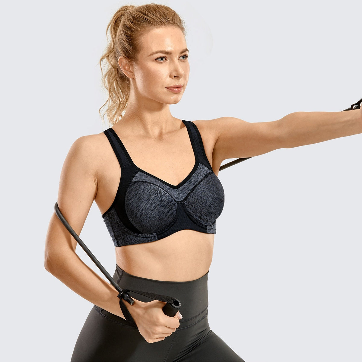 Women's moisture-wicking high-impact sports bra with padding, full support, racerback, and underwire by The Clothing Company Sydney