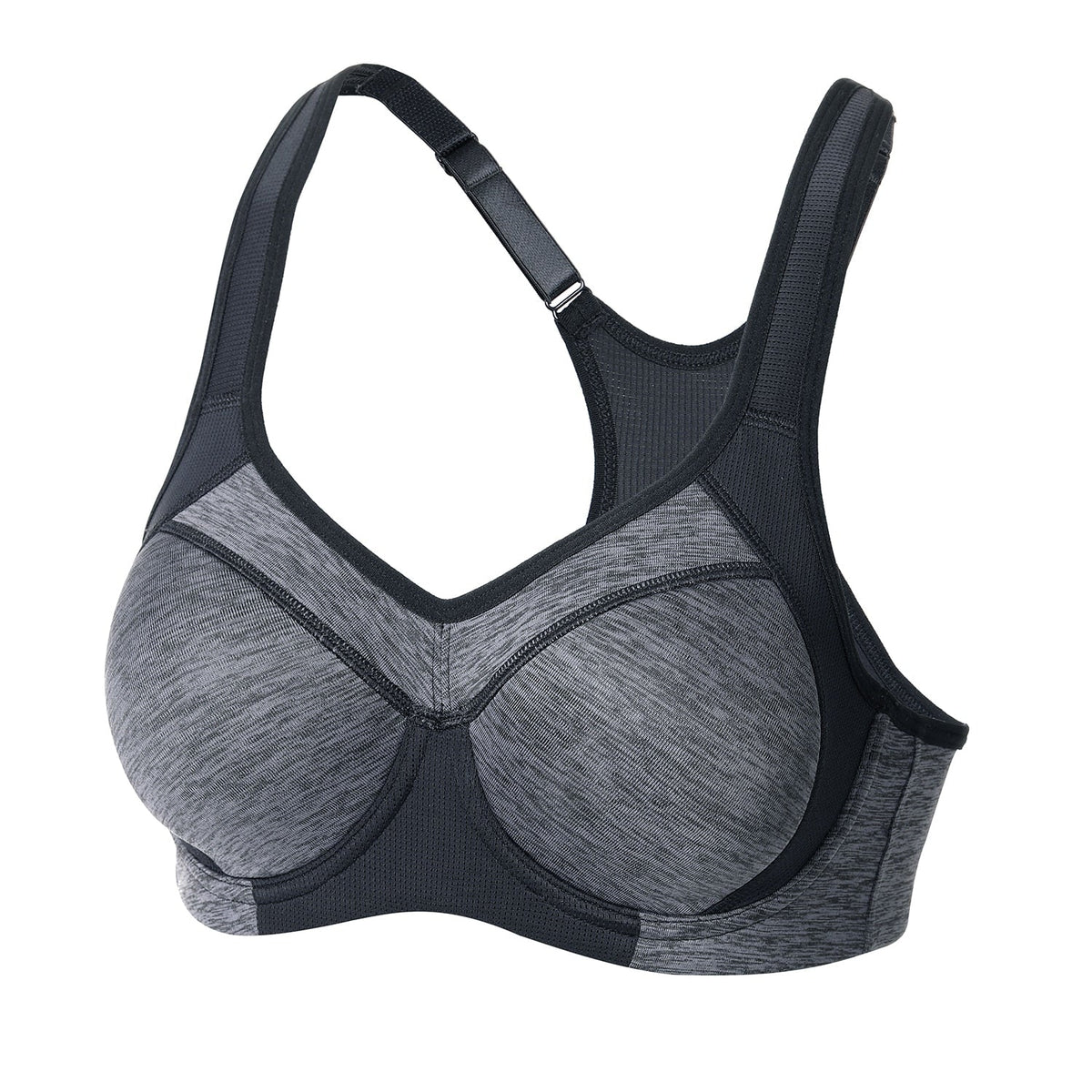 Women's moisture-wicking high-impact sports bra by The Clothing Company Sydney, with padded full support and racerback design.