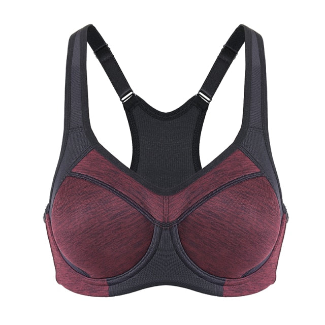 Women's moisture-wicking high-impact sports bra with padded, full support, underwire, and racerback design by The Clothing Company Sydney