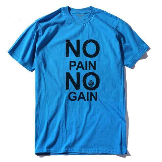 cotton no pain no gain print men casual body building o-neck men Tshirt short sleeve T-shirt tee shirt The Clothing Company Sydney