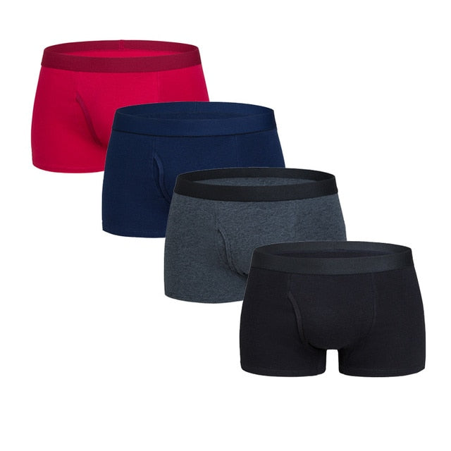 Four-pack men's cotton boxer shorts from The Clothing Company Sydney, casual and comfortable underwear with a classic fit.