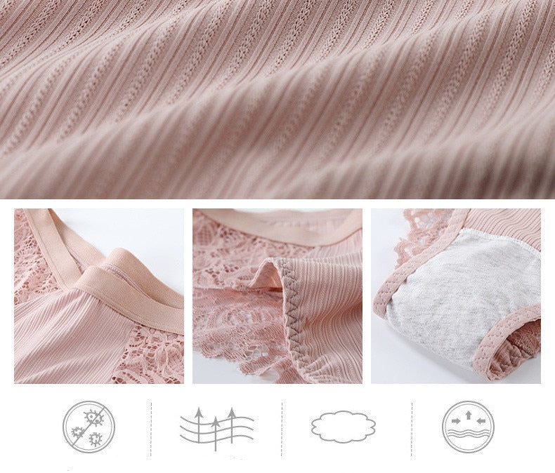 Three lace floral briefs underwear from The Clothing Company Sydney, showing soft fabric and delicate design.