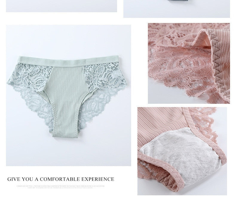 Three floral lace briefs underwear set from The Clothing Company Sydney, showcasing colorful, delicate lace underpants.