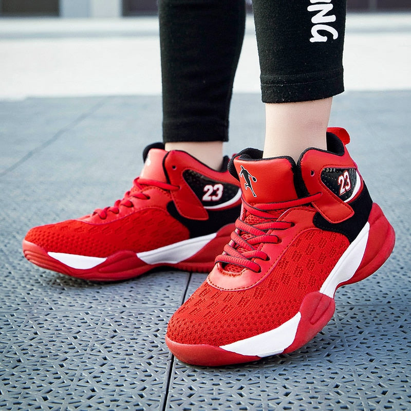Kids boys and girls basketball shoes by The Clothing Company Sydney, breathable sport trainers with non-slip soles.