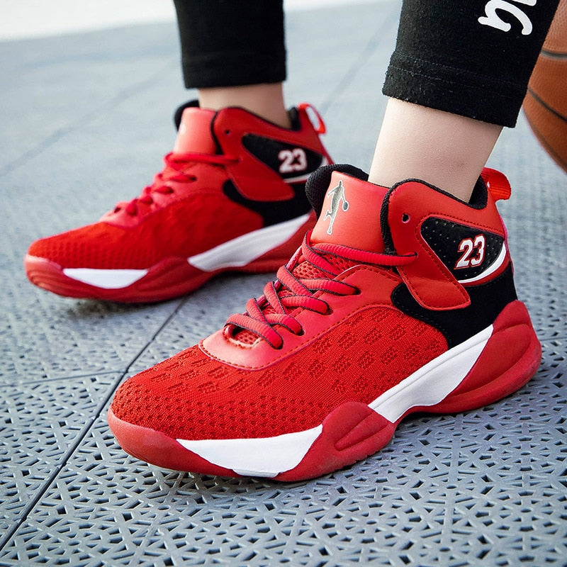 Kids boys and girls basketball shoes from The Clothing Company Sydney, breathable sport sneakers with non-slip soles.