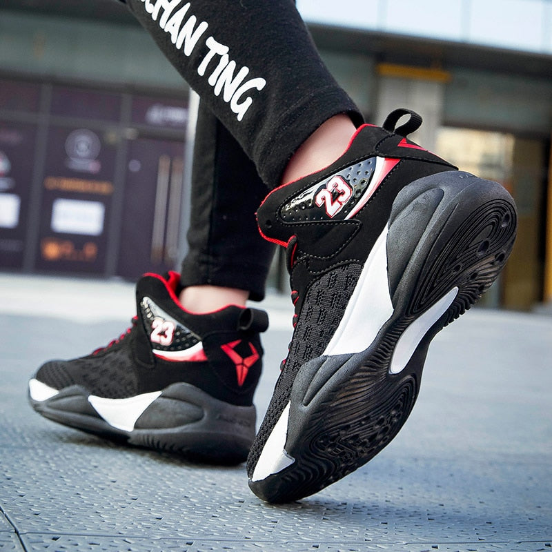 Kids' basketball shoes from The Clothing Company Sydney, breathable, non-slip sporty sneakers for boys and girls.