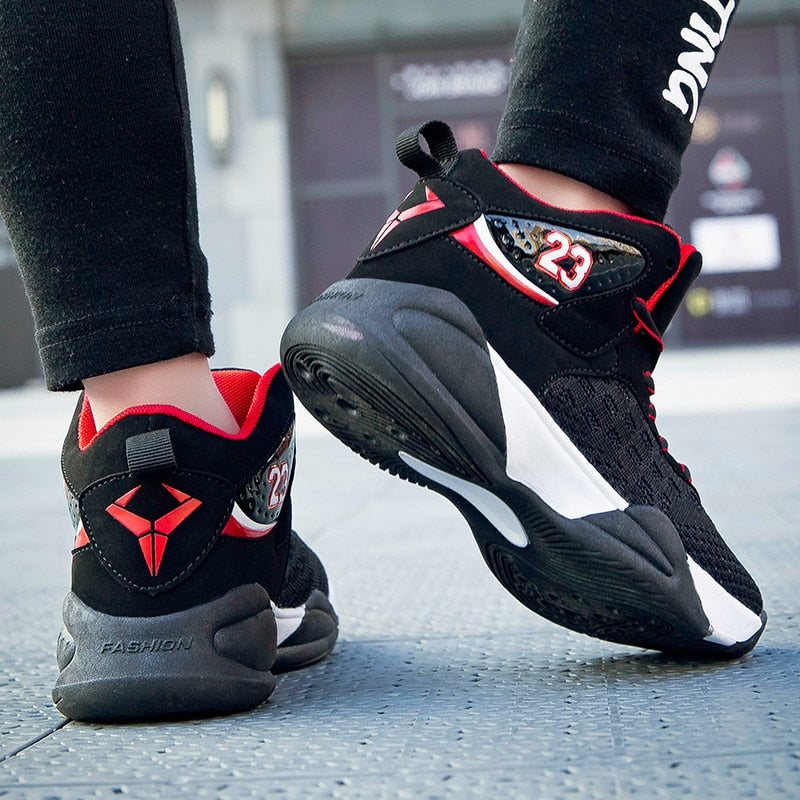 Children's basketball shoes by The Clothing Company Sydney, breathable, non-slip sport sneakers for boys and girls.