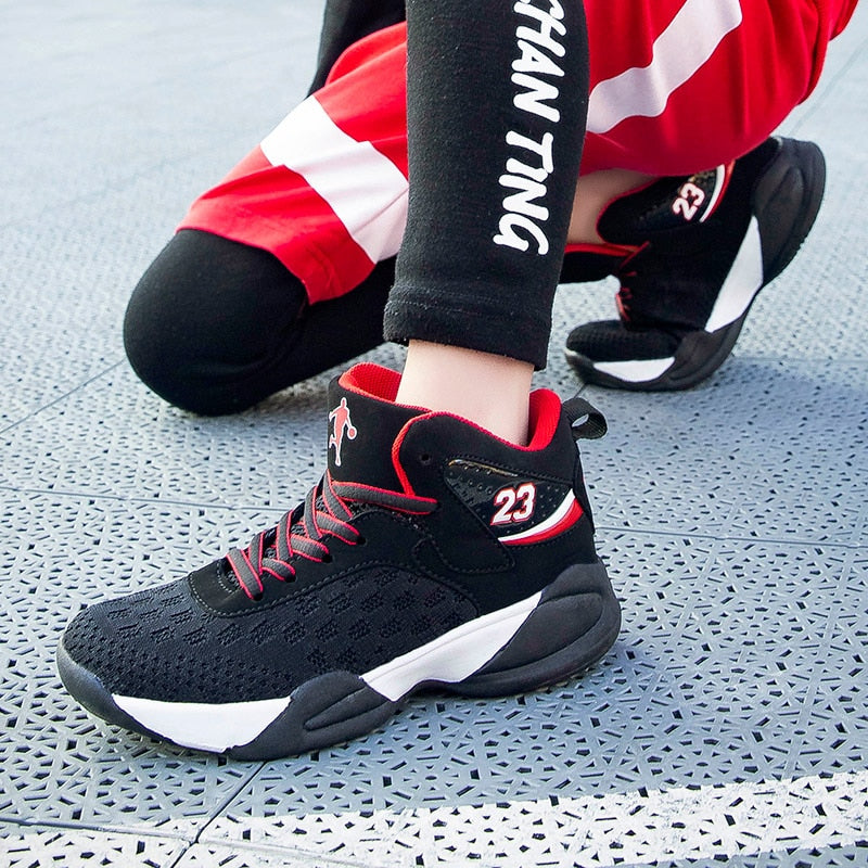 Kids boys and girls basketball shoes by The Clothing Company Sydney, high-quality breathable sport sneakers with non-slip soles.