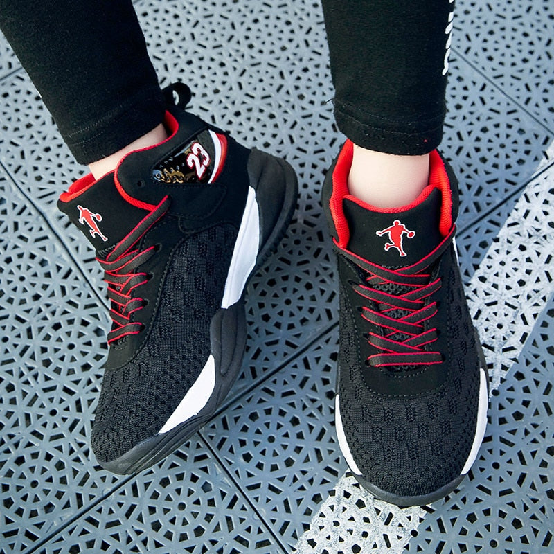 Kids basketball shoes by The Clothing Company Sydney, breathable, high-quality sport sneakers for boys and girls, non-slip trainers.