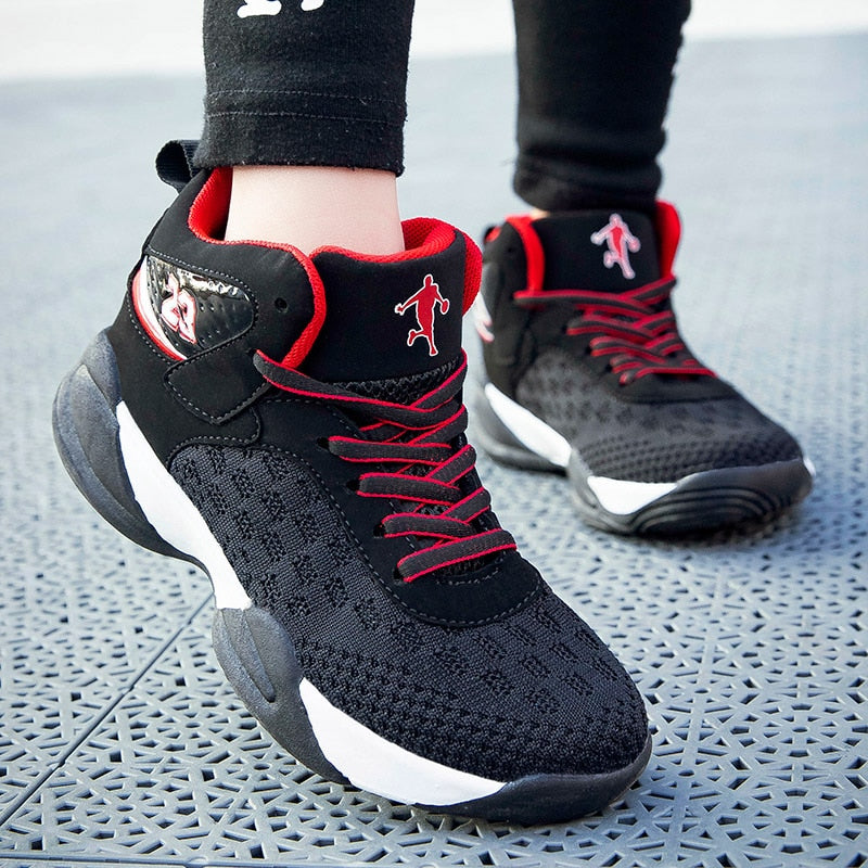 Kids boys and girls basketball shoes by The Clothing Company Sydney, breathable, non-slip sport sneakers for active play.