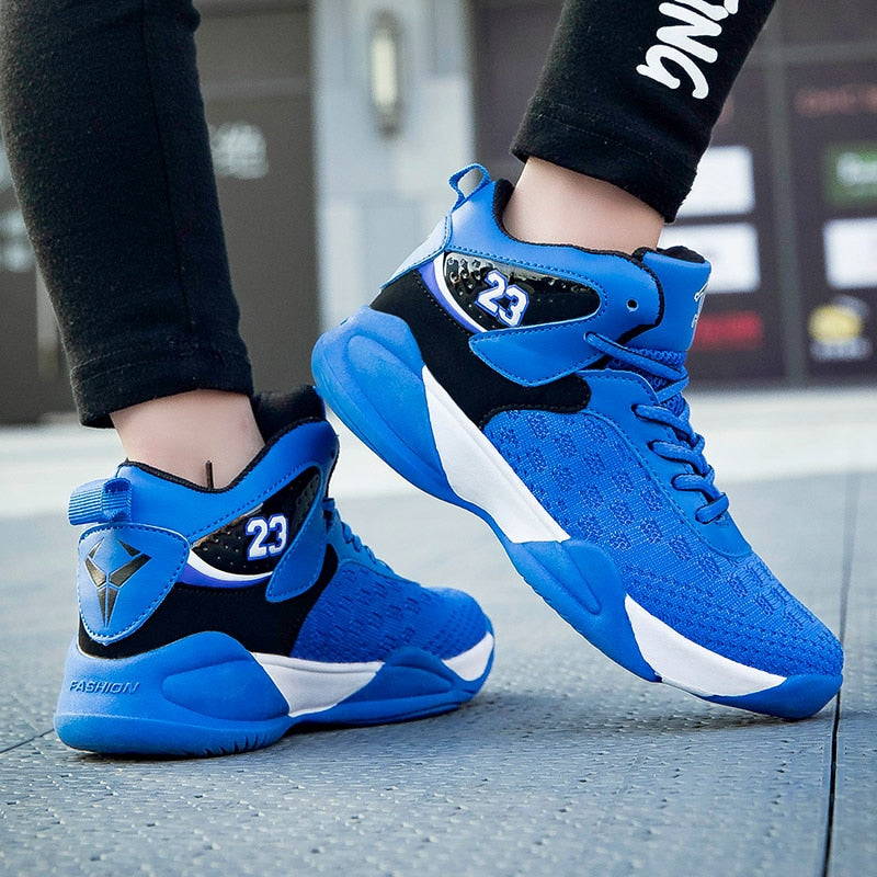 Kids basketball shoes from The Clothing Company Sydney, high-quality breathable sneakers with non-slip soles for boys and girls.