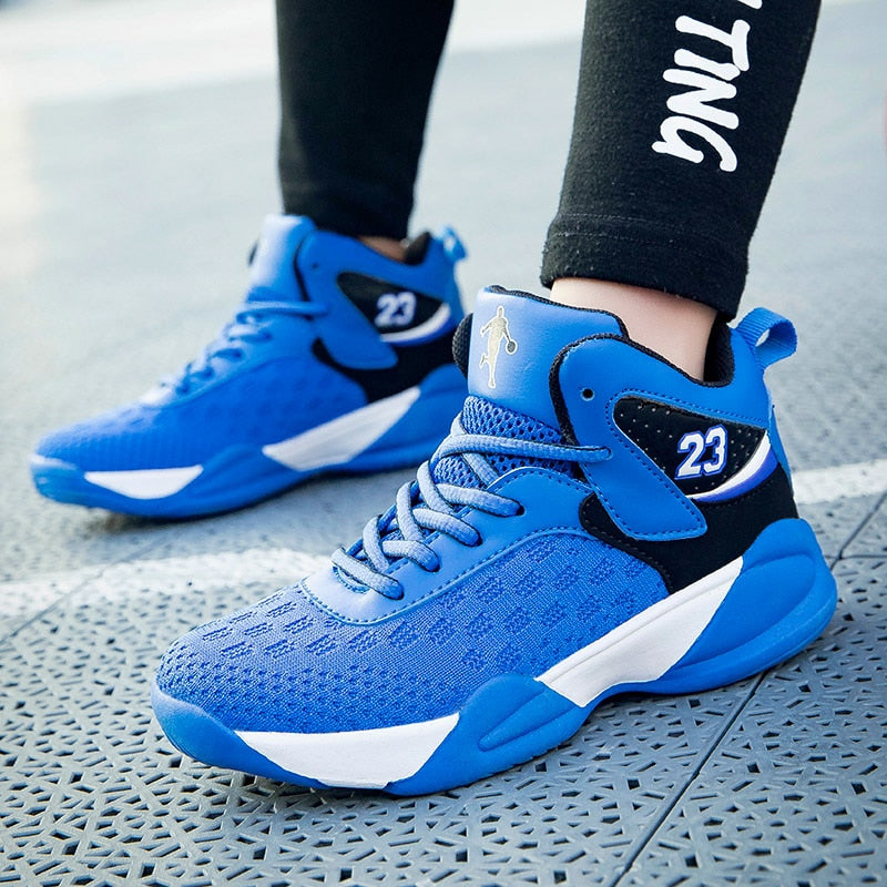 Kids basketball shoes by The Clothing Company Sydney, breathable, non-slip sport sneakers for boys and girls with high-quality design.