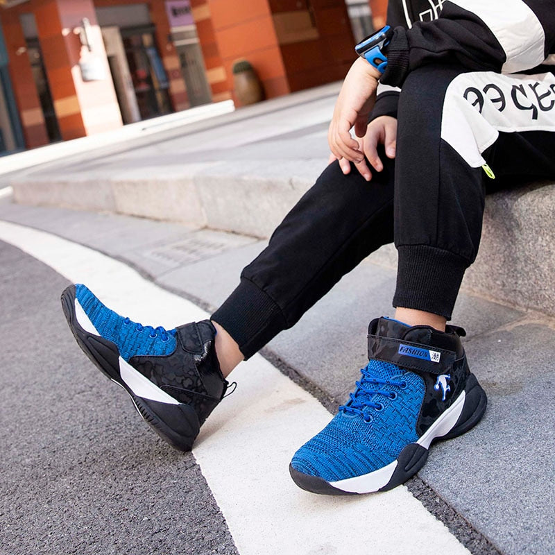Kids basketball shoes by The Clothing Company Sydney, breathable, non-slip sport trainers for boys and girls.