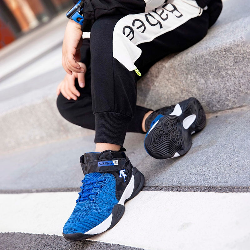 Kids boys and girls basketball shoes by The Clothing Company Sydney, breathable, non-slip sport sneakers with high-quality design.