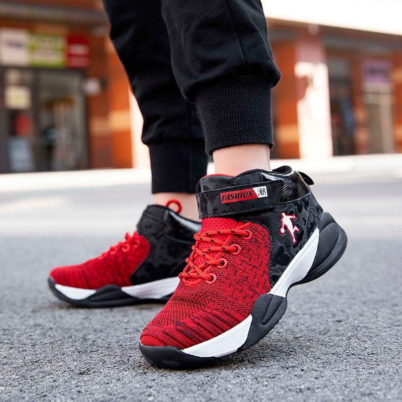 Kids boys and girls basketball shoes by The Clothing Company Sydney, breathable sport sneakers with non-slip soles.