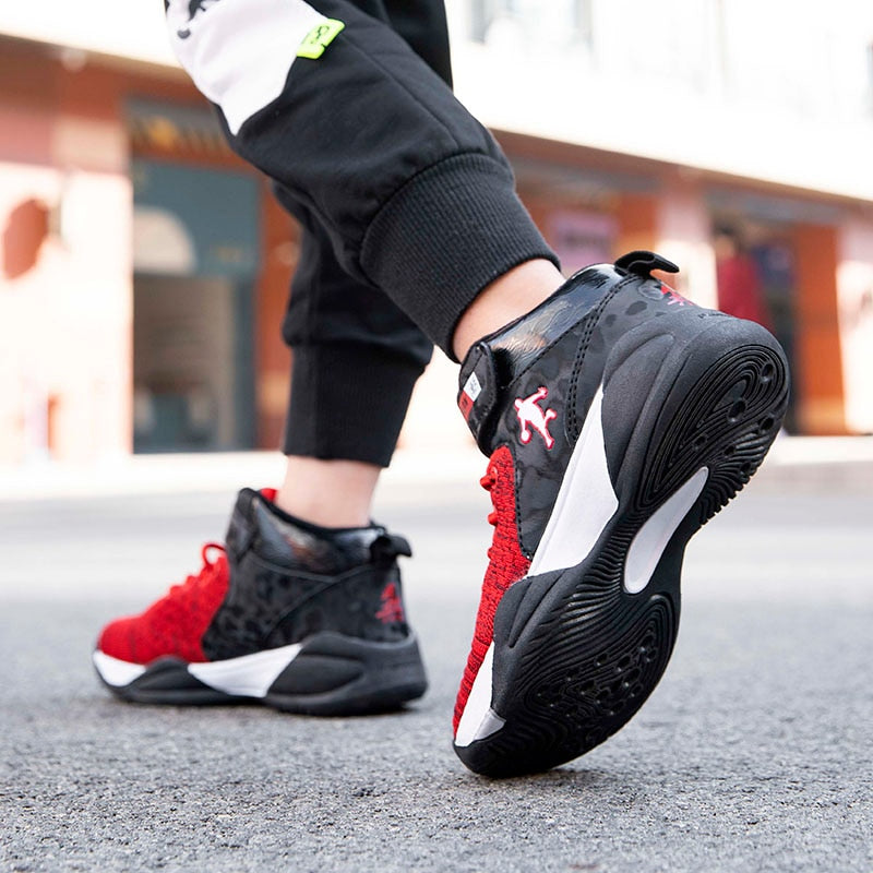 Kids' basketball shoes by The Clothing Company Sydney, breathable, high-quality sneakers with non-slip soles for boys and girls.