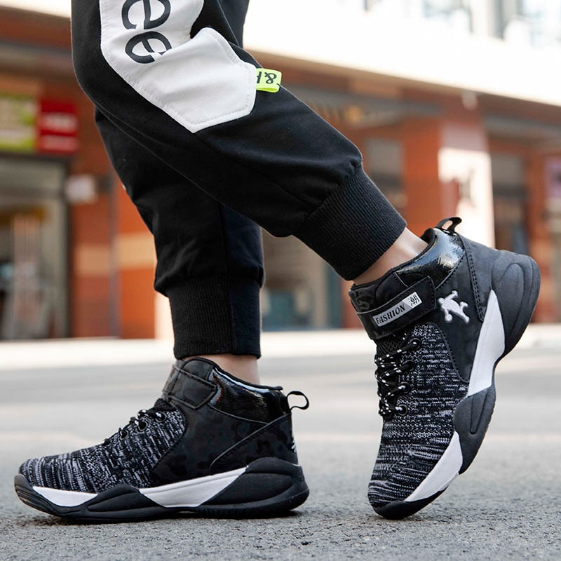 Kids basketball shoes by The Clothing Company Sydney, breathable, slip-resistant sports sneakers for boys and girls.