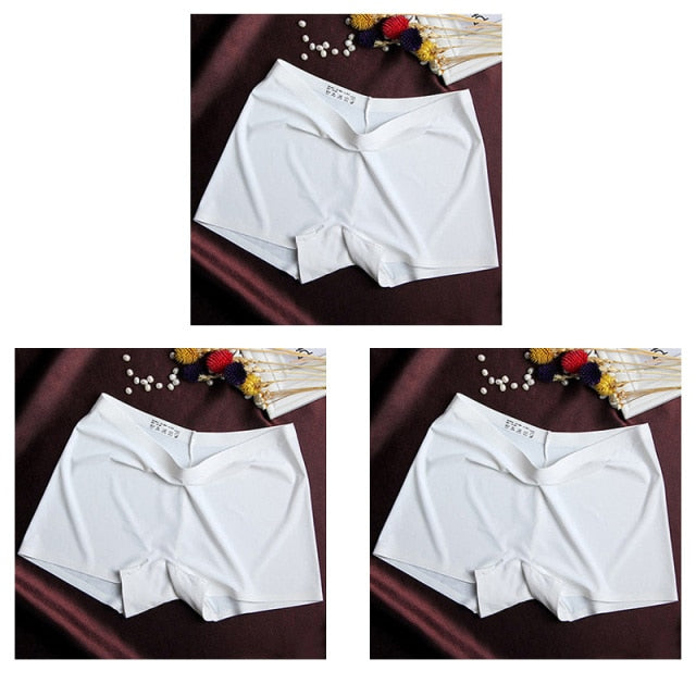 Three-pack of seamless ice silk ladies' boyshorts by The Clothing Company Sydney, breathable mid-waist safety shorts for summer.