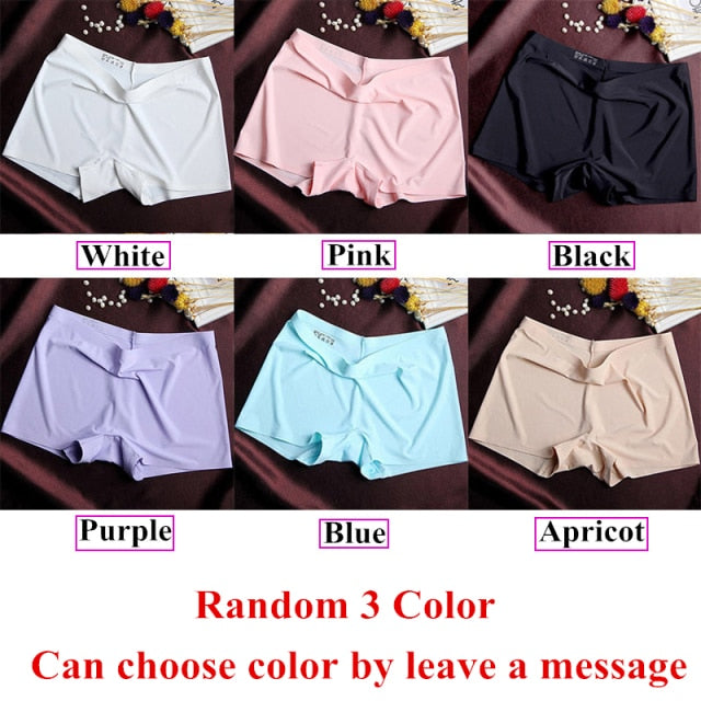 Three pairs of seamless ice silk ladies boyshorts from The Clothing Company Sydney, breathable mid-waist summer safety underwear.