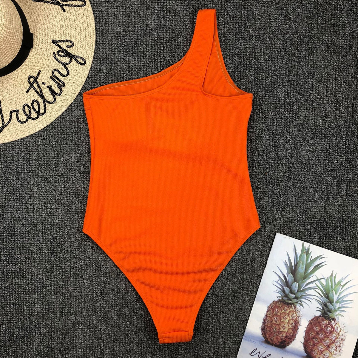 Vintage one-piece ruffled swimwear by The Clothing Company Sydney featuring padded push-up solid monokini for stylish beachwear