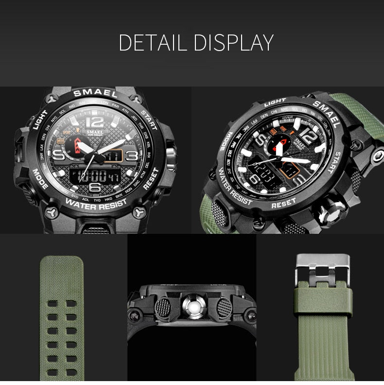Water-resistant 50M men's wristwatch by The Clothing Company Sydney featuring dual display, alarm, and quartz movement for sports use.