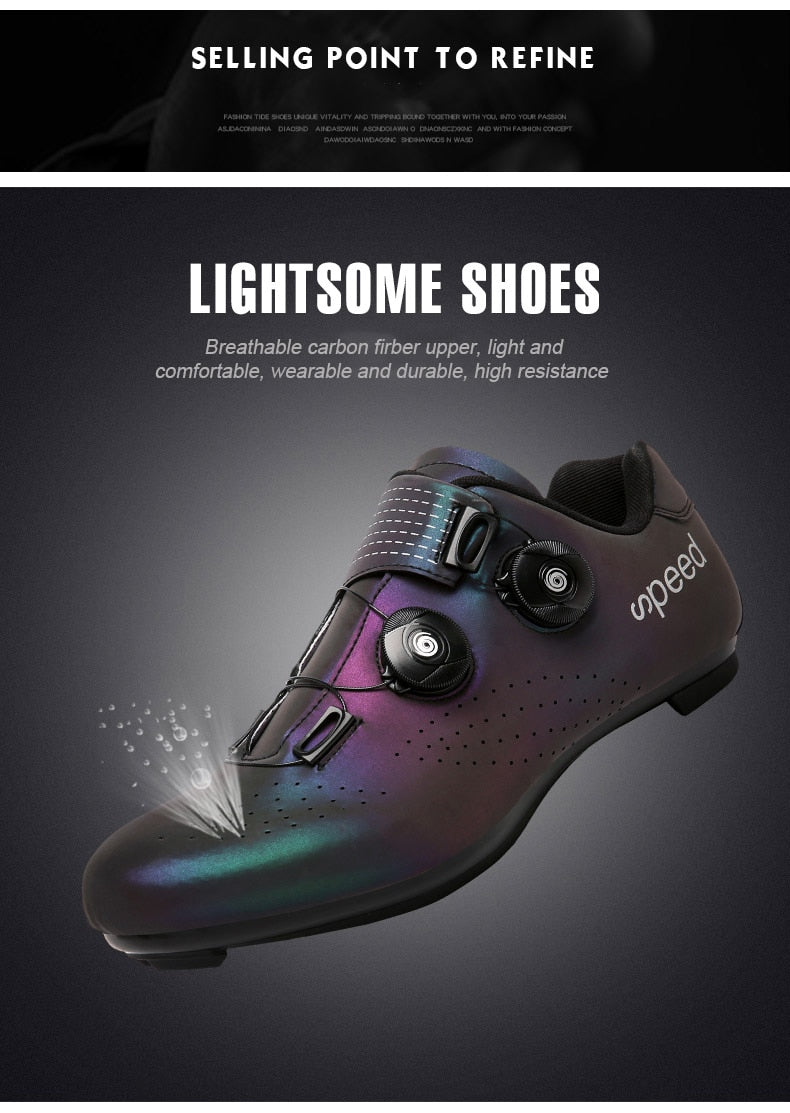 Athletic MTB and road cycling shoes for men and women by The Clothing Company Sydney, featuring self-locking straps and sporty design.