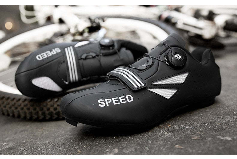 MTB cycling shoes by The Clothing Company Sydney, self-locking road bike sneakers for men and women, with sporty design.