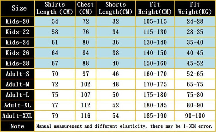 Customized soccer jersey shorts set for adults and kids by The Clothing Company Sydney, featuring team colors and logos.