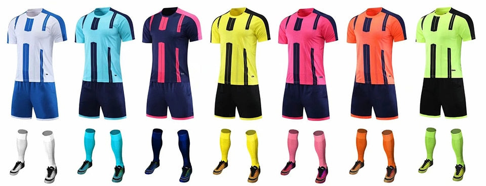 Adults and kids custom soccer jersey and shorts set by The Clothing Company Sydney, featuring team uniform design.