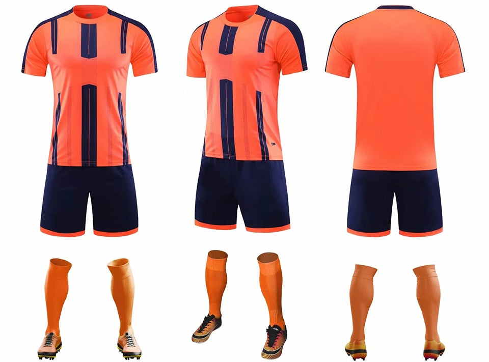 Adults and kids customized soccer jersey and shorts set by The Clothing Company Sydney, featuring team colors and personalized details.