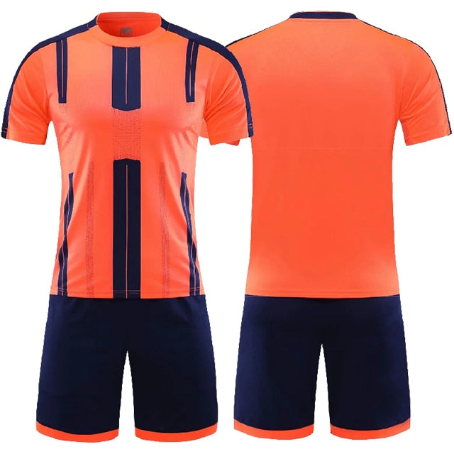 Customized soccer shorts set for adults and kids by The Clothing Company Sydney, featuring team logo and vibrant colors.
