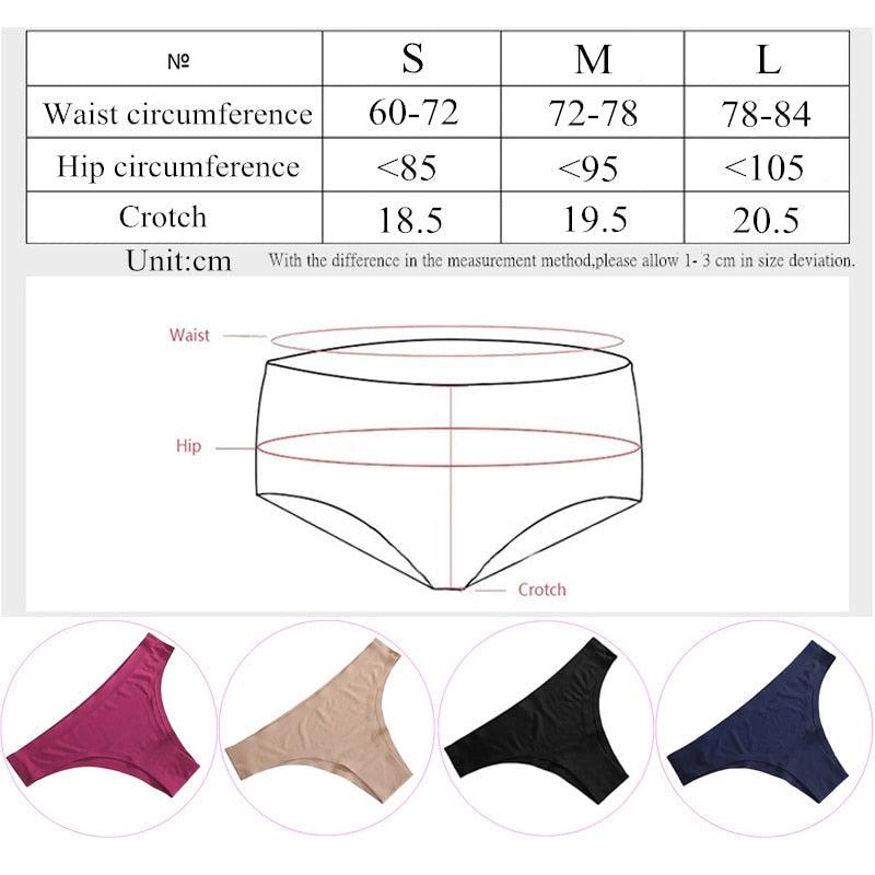 Two packs of seamless, low-rise women's ice silk bikini briefs with T-back design, solid color, and comfortable fit.