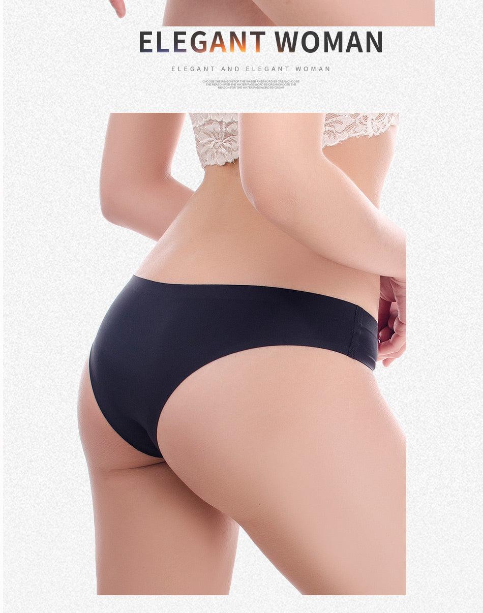 Two pairs of seamless, low-rise ice silk bikini briefs for women in solid colors, T-back design, big size from The Clothing Company Sydney