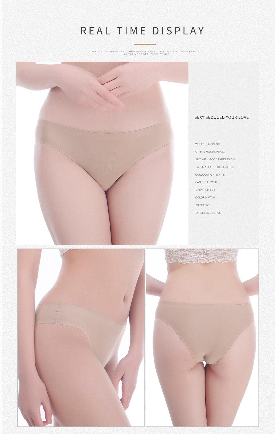 Two seamless, low-rise women's ice silk bikini briefs in solid colors with T-back design and comfortable fit from The Clothing Company Sydney.