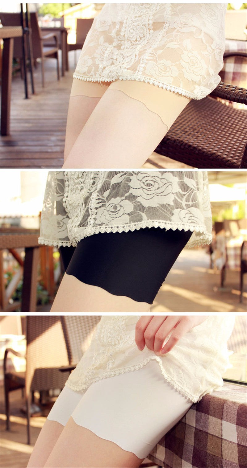 Three pairs of seamless ice silk ladies boyshorts from The Clothing Company Sydney, breathable mid-waist safety shorts for summer.