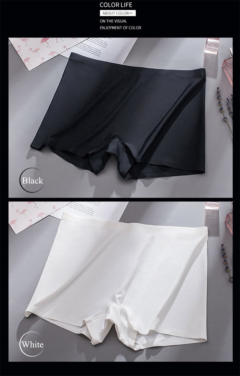 Three pairs of seamless ice silk ladies boyshorts from The Clothing Company Sydney, breathable mid-waist summer underwear.