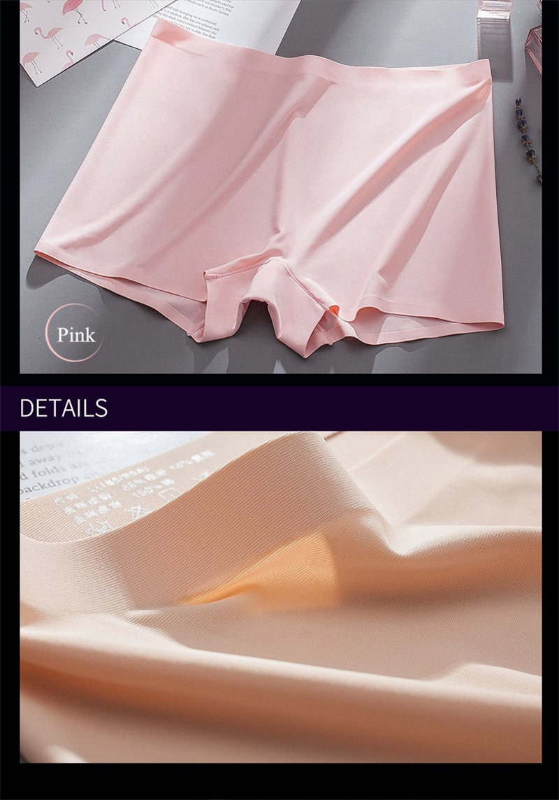 Three pairs of seamless ice silk ladies boyshorts from The Clothing Company Sydney, breathable mid-waist safety underwear for summer.