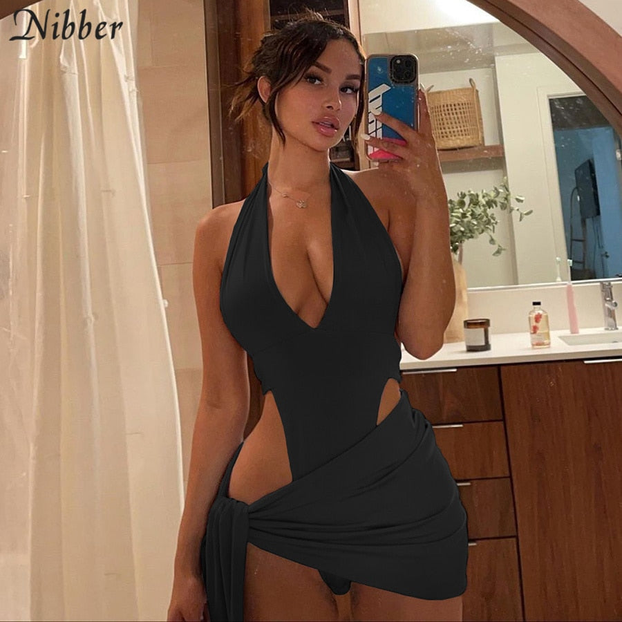 Women’s beach vacation bikini bodysuit and skirt set from The Clothing Company Sydney, featuring a stylish dress and swimwear ensemble.
