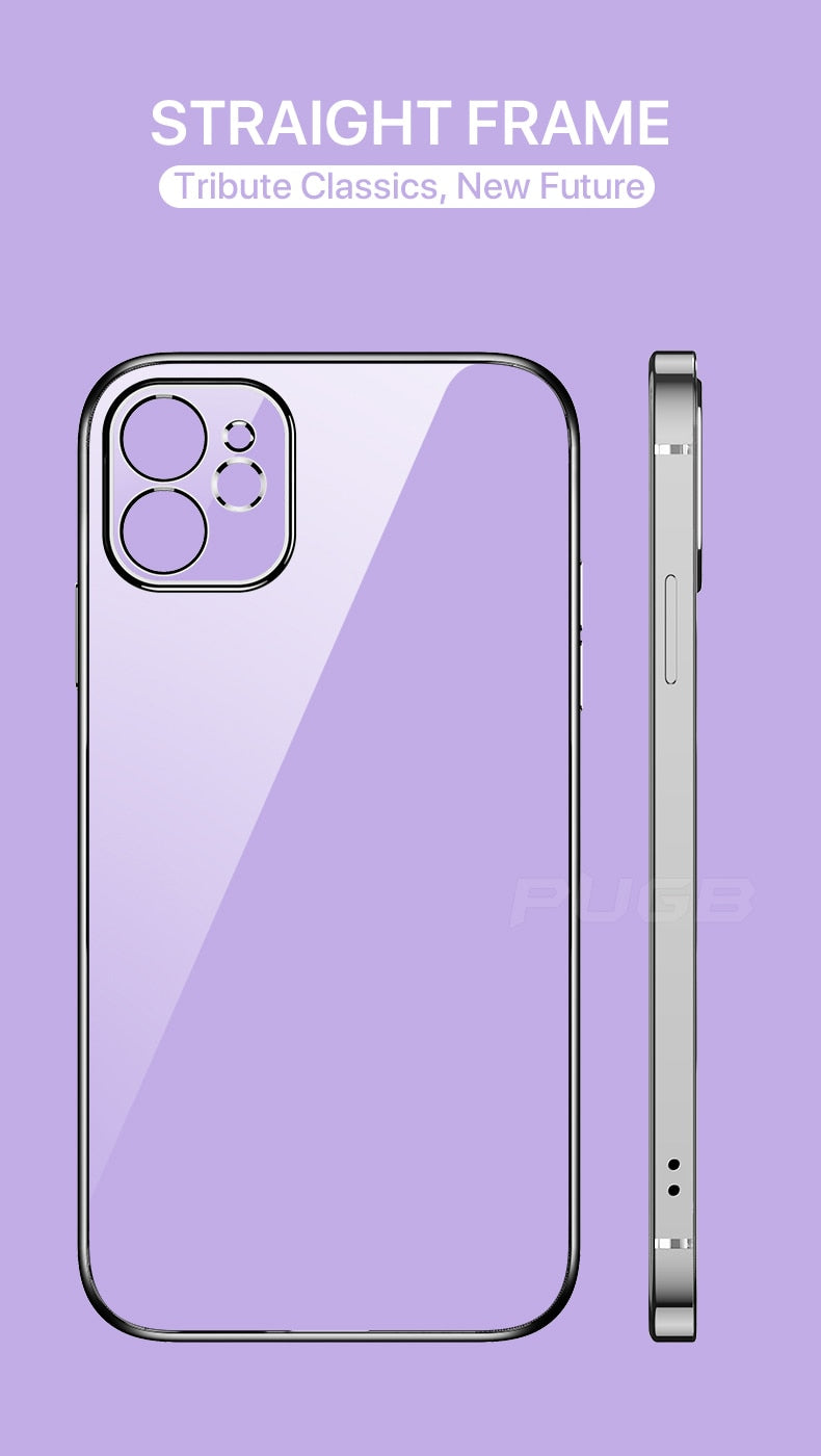 Luxury plating square frame transparent silicone phone case for iPhone 11 to 13 Pro Max and other models by The Clothing Company Sydney