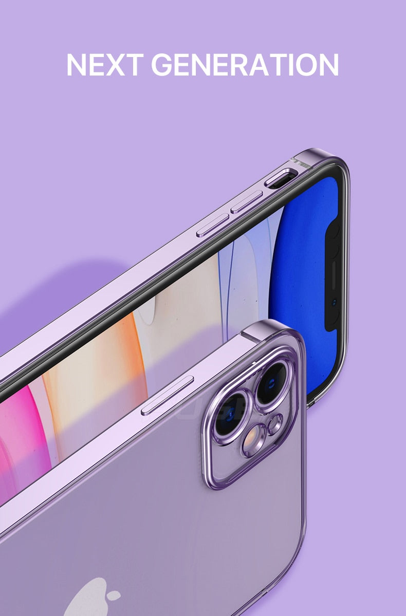 Luxury plating square frame transparent silicone phone case for iPhone 11 to 13 Pro Max, clear protective cover by The Clothing Company Sydney