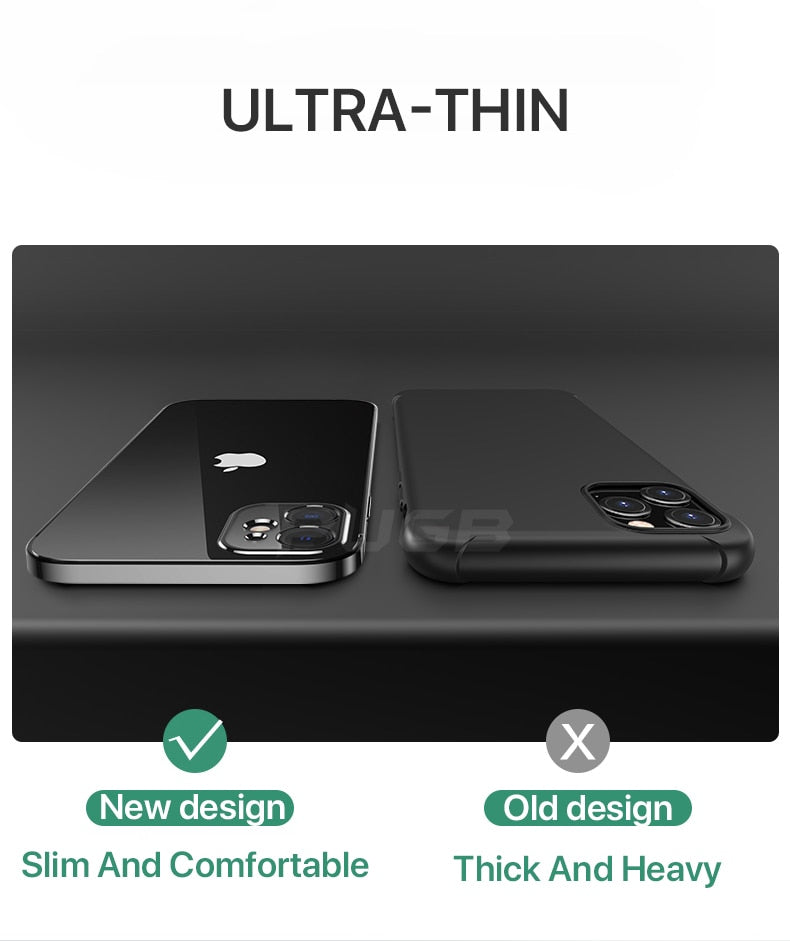 Luxury plating square frame clear silicone phone case for iPhone 11 to 13 Pro Max, soft transparent cover by The Clothing Company Sydney