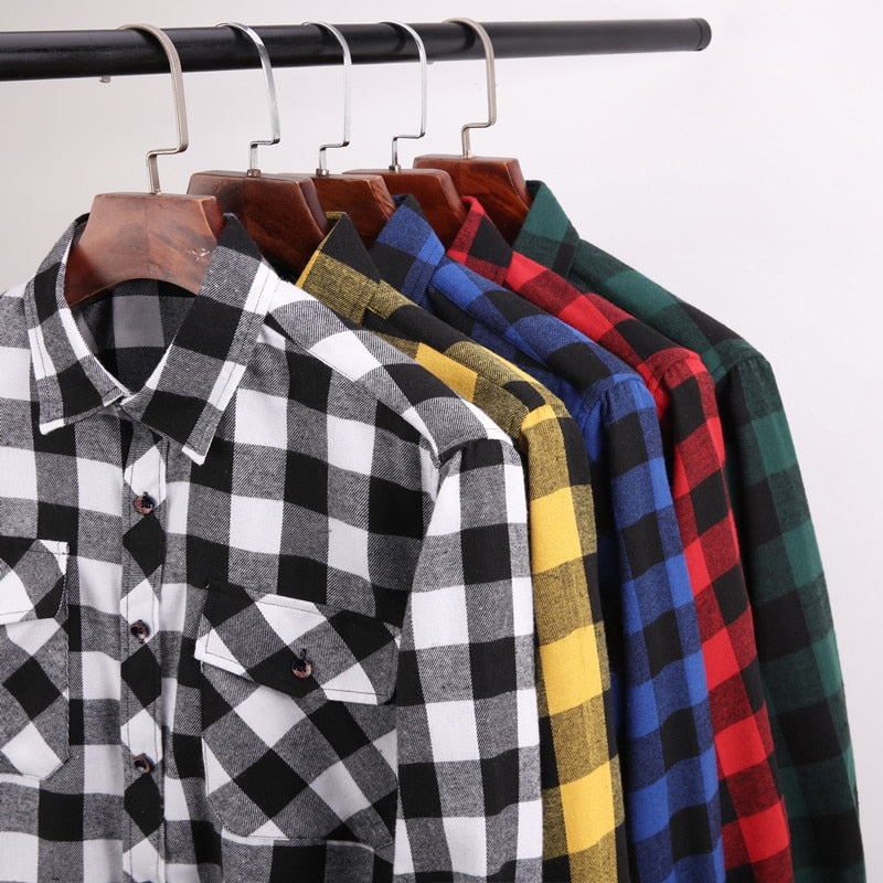 Men's Plaid Flannel Shirt Spring Autumn Regular Fit Casual Long-Sleeved Shirts The Clothing Company Sydney