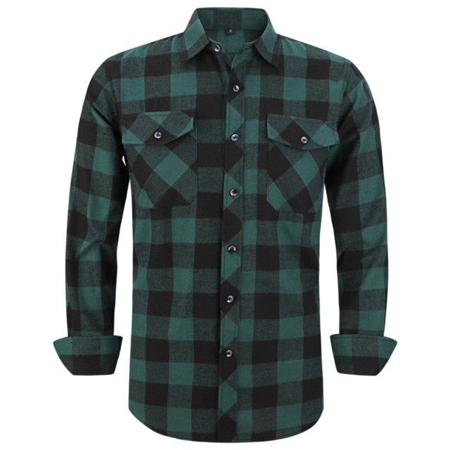 Men's Plaid Flannel Shirt Spring Autumn Regular Fit Casual Long-Sleeved Shirts The Clothing Company Sydney