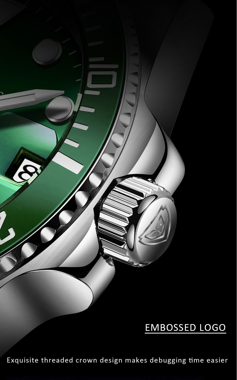 Men's automatic mechanical diving watch by The Clothing Company Sydney, waterproof 100ATM with luminous dial and sport design.