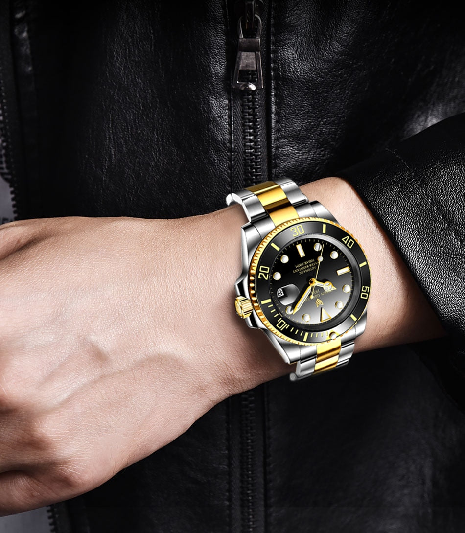 Men's automatic mechanical diving watch by The Clothing Company Sydney, 100ATM waterproof with luminous dial and sporty design.
