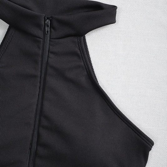 High neck Zipper Swimwear One Piece Swimsuit monokini High cut Trikini Ribbed Bathing Suit Swim Bodysuit The Clothing Company Sydney