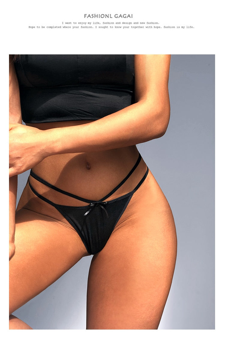 Simple design seamless string thong from The Clothing Company Sydney showing the lightweight, invisible T panty underwear on a model.